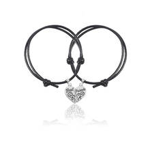 Melhor amigo emparelhado pulseiras pulseira para mulheres homens em forma de coração pingente ajustável pulseiras jóias presente acessórios finos 2024 - compre barato