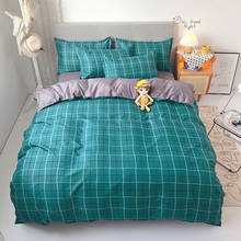 Modern 3/4pcs Green Lattice Bedding Set Pillowcase Bed Sheet Printed Duvet Cover Sets Queen King Quilt Covers Bedlinen Polyester 2024 - buy cheap