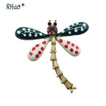 RHao Cute Dragonfly Brooch Lovely Green Yellow Enamel Dragonfly Insect brooch pins Kids Bonquet jewelry pins accessories gifts 2024 - buy cheap