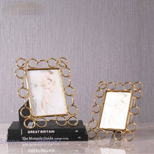 Golden Metal Ring Photo Frame Abstract Openwork Geometry Photo Show Desktop Storage Modern Home Decoration Wedding Accessories 2024 - buy cheap