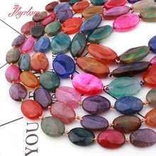Natural Multicolor Agates Cracked Oval Faceted loose 10x14/13x18/20x30mm Natural Stone Beads For DIY Necklace Jewelry Making 15" 2024 - buy cheap