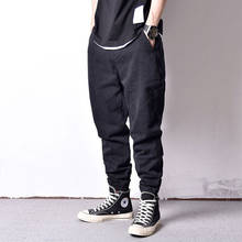 Японский стиль, модные мужские джинсы, высокое качество, свободные, сшитые, дизайнерские шаровары, брюки-карго, хип-хоп джинсы, Мужские штаны для бега, Homme 2024 - купить недорого