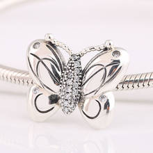 Authentic S925 Silver Bead DIY Jewelry Decorative Butterfly With Crystal Charm fit Lady Bracelet Bangle 2024 - buy cheap