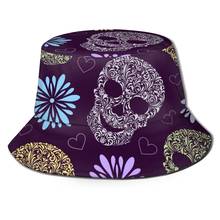 CINESSD Bucket Hat Unisex Bob Caps Hip Hop Gorros Abstract Floral Skulls Pattern Summer Panama Cap Beach Sun Fishing Hat 2024 - buy cheap