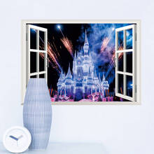 3D замок окна наклейки на стену для гостиной спальни украшения стены ПВХ художественные фрески пейзаж наклейки на дверь 2024 - купить недорого