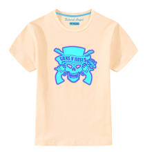 Camiseta de algodão para meninos, camiseta de manga curta de desenho animado para o verão, camiseta luminosa para meninos e meninas, roupas infantis que brilham no escuro 2024 - compre barato