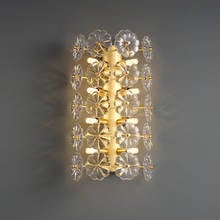 Lámparas LED de pared de pétalos de flores, luces de pared modernas de cobre dorado de lujo para dormitorio, sala de estar candelabro de pared de latón para, vestíbulo y pasillo 2024 - compra barato