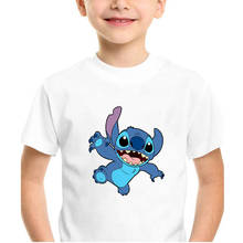 Roupa infantil de verão, manga curta, filme disney, lilo & stitch, estampa top hipster para meninos, roupas macias confortáveis para bebês, dropship 2024 - compre barato