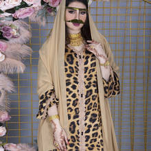Jalabiyas con estampado de leopardo para mujer, vestido árabe de Dubái de encaje con cuello en V, manga larga, bata Abaya marroquí saudita, caftán, Ramadán, fiesta Eid 2024 - compra barato
