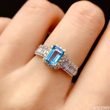 KJJEAXCMY-Anillo de Plata de Ley 925 con incrustaciones de Topacio azul natural, joyería fina, anillo elegante para niña, prueba de soporte 2024 - compra barato