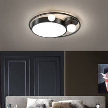 Preto conduziu a lâmpada do teto simples e moderno montagem em superfície acrílico painel luz para sala de jantar quarto redonda luminárias criativas 2024 - compre barato