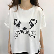 Cute Cat Print T Shirt Women Short Sleeve O Neck Loose Tshirt 2020 Summer Women Tee Shirt Tops 2024 - buy cheap