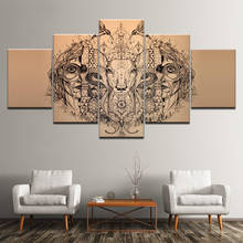 5 Panel Modular Ethnic Style Pattern Animal Elk Canvas Photo Art Wall Modern Living Room Home Decor Abstract Painting Artwork 2024 - buy cheap