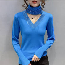 Suéter e pulôveres feminino de malha, preto, azul, bege, marrom, para primavera, outono, com gola alta, sexy 2024 - compre barato