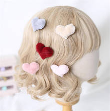 1 par presilha de cabelo em forma de coração lolita feminina doce pelúcia presilha de cabelo acessórios para cabelo b1736 2024 - compre barato