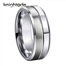 8mm Tungsten Wedding Rings Couple Gifts For Men Women Fashion Jewelry Ring Center Grooved Beveled Edges Half Brushed Half Polish 2024 - buy cheap