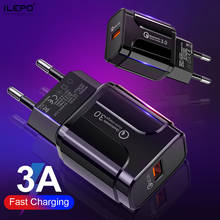 ILEPO Fast Usb Charger QC3.0 18W 5V3A 9V2A For iPhone Samsung Xiaomi Huawei iPad Wall Cell Phone Charger EU US Charging Cable 2024 - buy cheap