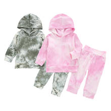 12M-4Y toddler baby boy giel clothes sets autumn new tie-dye girls boy hooded long-sleeved blouse pants suit Children's clothing 2024 - buy cheap