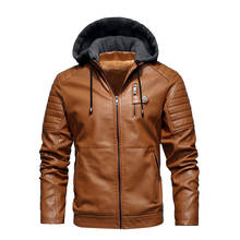 MANTLCONX Winter Leather Jacket Men Thick Warm Hooded PU Jacket Men's Casual Windproof Leather Coat Men Zipper Motorcycle Coat 2024 - buy cheap