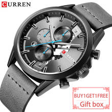 Top Brand  Luxury CURREN Men Watch Classic Black Wristwatch With Leather Strap Casual Chronograph Waterproof Male Clock relogio 2024 - buy cheap