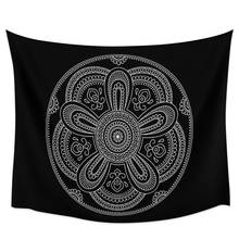 Mandala padrão preto tapeçaria de parede capa toalha de praia piquenique yoga esteira decoração para casa 2024 - compre barato
