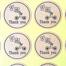 Adesivo selo de papel kraft redondo 100 com coração para bicicleta romântico feriado obrigado adesivos de embalagem material de etiqueta 2024 - compre barato