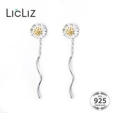 LicLiz 925 Sterling Silver Daisy Flower Drop Earrings for Women Link Chain Dangle Earring Silver 925 Jewelry Gifts Brinco LE0644 2024 - buy cheap