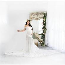 Shoulderless chiffon vestidos para grávidas elegante sereia maxi vestido foto grávidas vestido de fotografia adereços 2024 - compre barato