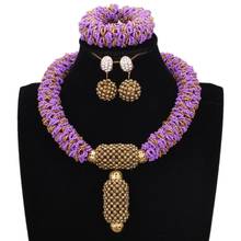 Dudo Lilac And Gold African Dubai Jewelry Sets Choker Design Neckalce Set Bridal Nigerian Weddings 2024 - buy cheap