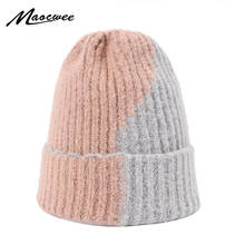 Gorro de inverno unissex da moda, chapéu quente de malha, cor sólida, com retalhos, para o ar livre 2024 - compre barato