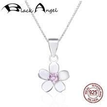 925 Sterling Silver Pink Zircon Flowers  Pendant Necklaces Women 925 Silver Fine Jewelry Exquisite Clavicle Chain 2024 - buy cheap