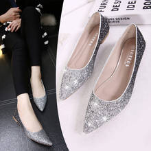 Silver mixed color flats wedding shoes women shine slip on ballerina shallow loafers elegant bridesmaid ballet shoes plus size45 2024 - buy cheap