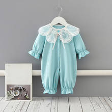 Newborn Toddler Infant Baby Girls Rompers Lace Collar Jumpsuit Playsuit Little Girls Outfits Baby Clothes Blue 0-2T 2024 - buy cheap