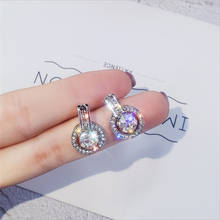 Blaike Sparkling 925 Sterling Silver Dangle Earrings for Women White Round Zircon Earrings Wedding Party Jewelry Birthday Gifts 2024 - buy cheap