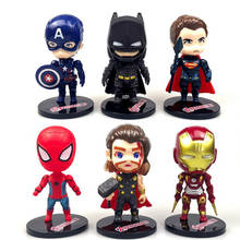Figuras de pvc dos vingadores, homem-aranha, hulk, thor, capitão américa, em 6 estilos, bonecos para decoração de bolo 2024 - compre barato