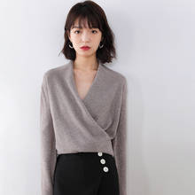 Woolen sweater women autumn and winter cross-neck sweater new slim long-sleeved sweater women autumn and winter knitted pullover 2024 - buy cheap