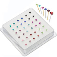 Hotsale 36Pcs/Pack Fine Jewelry  925 Sterling Silver Nose Pin Studs Mix Colors Claw Set Nose Piercing Ring  Nose Body Jewelry 2024 - buy cheap