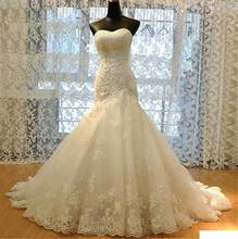Vestido de noiva 2020 vintage appliqued rendas sereia vestidos de casamento sexy querida trompete vestidos de casamento rendas vestido de noiva 2024 - compre barato