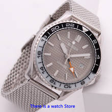 Bliger 41mm Gray Dial Automatic Mechanical Mens GMT Watch Luxury Sapphire Glass Luminous Waterproof Calendar Wristwatch Men 2024 - buy cheap