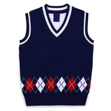 Autumn Boys Girls Sweater Vest Argyle V Neck Sleeveless Clothes Pullover Knit School Waistcoat Costume 2-7T 2024 - buy cheap