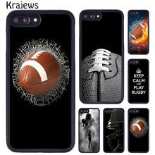 Krajews de fútbol americano pelota de Rugby caso para iPhone X XR XS 11 Pro MAX 5 se 6 6S 7 7 8 Plus, Samsung Galaxy S7 Edge S8 S9 S10 2024 - compra barato