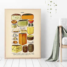 Antique Cheese Chart Wall Art Print Canvas Vintage Kitchen Decor Poster Types Of Cheese Picture Dining Room Decorative Painting 2024 - buy cheap