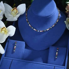 Kit de joias de luxo em formato redondo, colar com zircônio cúbico aaa, bijuterias de noiva, para festa de casamento, bijuterias s474 2024 - compre barato