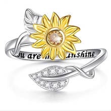 Anillo de dos tonos para mujer, accesorio ajustable con diseño de girasol, temperamento, apertura de cobre, para fiesta, boda, 2020 2024 - compra barato