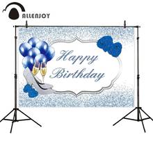 Allenjoy голубой фон серебряные каблуки Элегантная Леди 50 30 40 день рождения воздушные шары семья шампанское Виниловый фон для фотосъемки 2024 - купить недорого