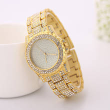 Relógio feminino dourado pulseira de diamante, relógio de pulso feminino 2024 - compre barato