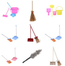 New 1/12 Scale Dollhouse Miniature Mini Brooms Dustpans Doll House Cleaning Tool Kitchen Furniture Toy Accessories 2024 - buy cheap