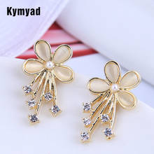 Kymyad Korean Crystal Stud Earrings Fashion Flower Womens Earrings Shining Opal Stone Statement Earrings Fashion Jewelry 2024 - buy cheap