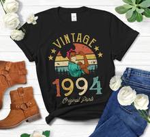 Vintage 1994 Original Parts T-Shirt African American Women with Mask 28th Birthday Gift Short Sleeve Cotton O Neck Lady Tshirt 2024 - buy cheap