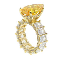 Желтое Золото Цвет большой капли воды Форма Cz обручальные кольца с камнями для женщин свадебный подарок 2021 новый летний Стиль 2024 - купить недорого